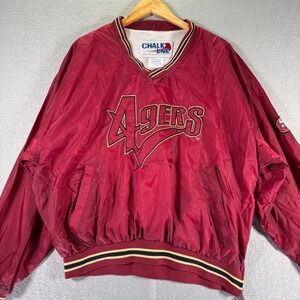 Vintage San Francisco 49ers Windbreaker Sweater Mens XL Red Pullover Chalk Line‎